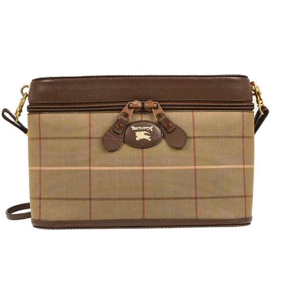 Burberrys Beige Canvas Burberry Check Shoulder Bag 166147